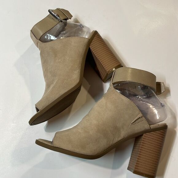 Indigo Rd Womens Tan Microsuede Open Toe Bootie Sz 7.5 - Picture 4 of 9